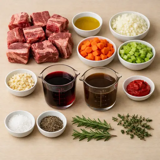 Ingredients for Red Wine Braised Beef Short Ribs