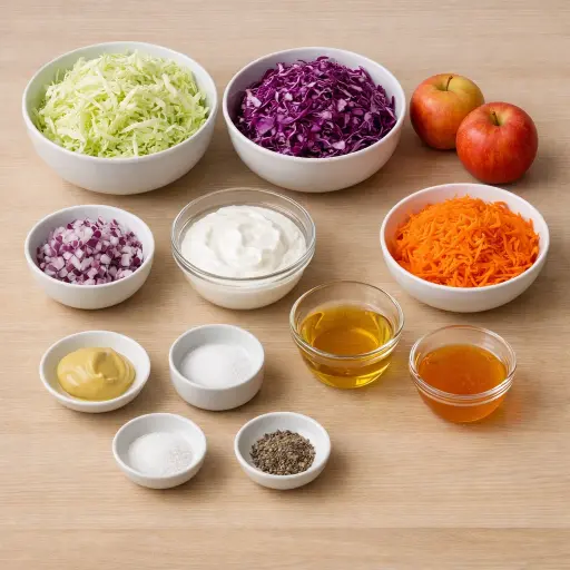 Ingredients for Refreshing Cabbage & Apple Coleslaw