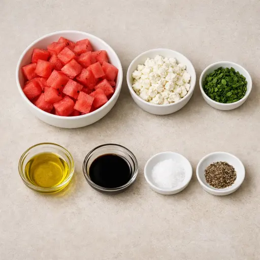 Ingredients for Refreshing Watermelon and Feta Delight
