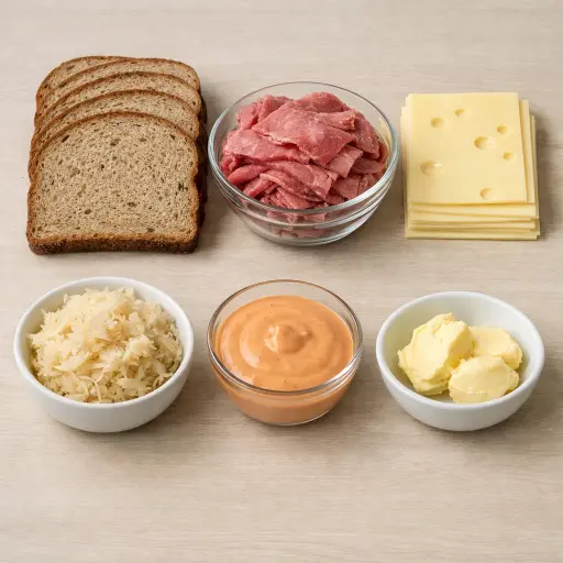 Ingredients for Reuben Sandwich