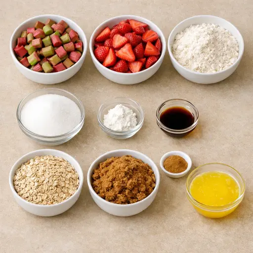 Ingredients for Rhubarb and Strawberry Delight