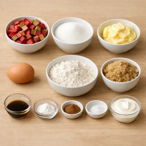 Ingredients for Rhubarb Delight Cake