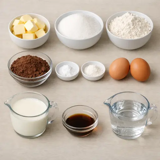 Ingredients for Rich Chocolate Cake