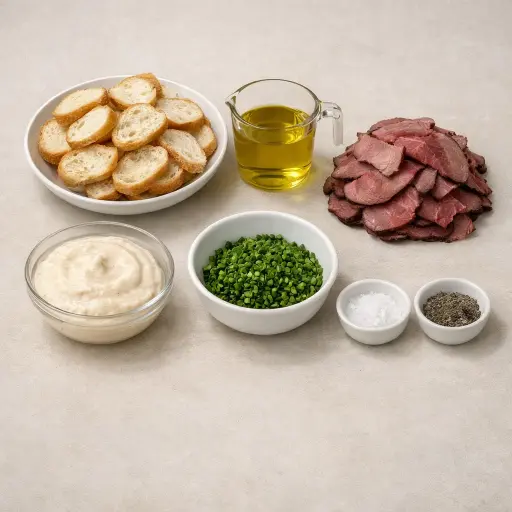 Ingredients for Roast Beef and Horseradish Crostini
