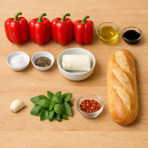 Ingredients for Roasted Bell Pepper Bruschetta