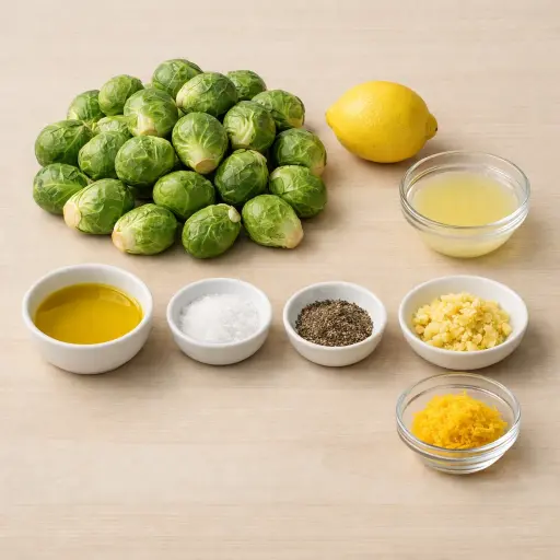 Ingredients for Roasted Brussels Sprouts with Lemon and Garlic