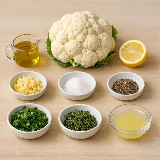Ingredients for Roasted Cauliflower with Garlic and Herbs