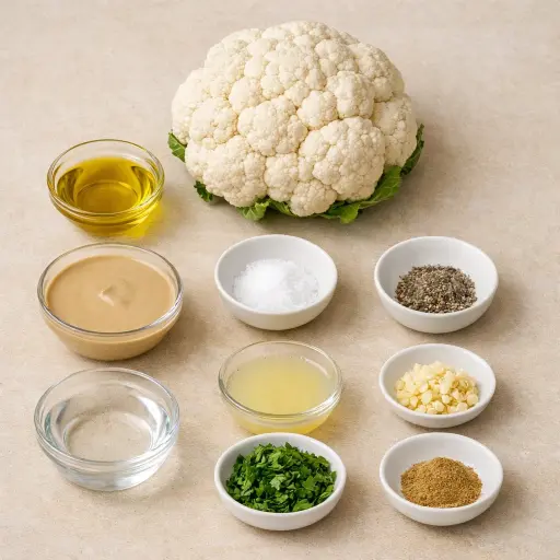 Ingredients for Roasted Cauliflower with Lemon Tahini Sauce