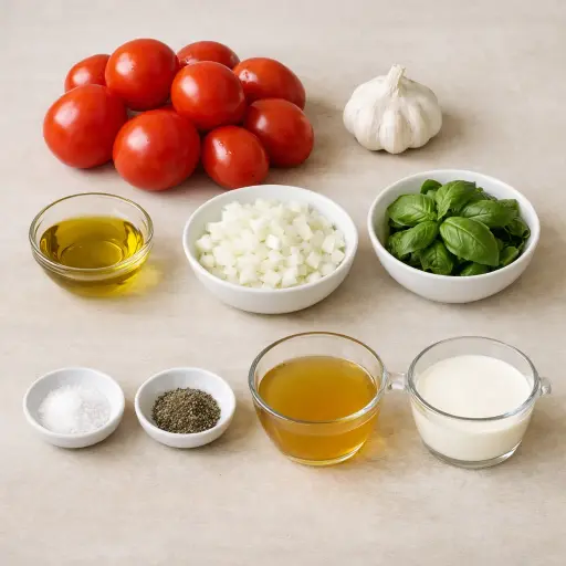 Ingredients for Roasted Garlic & Basil Tomato Soup