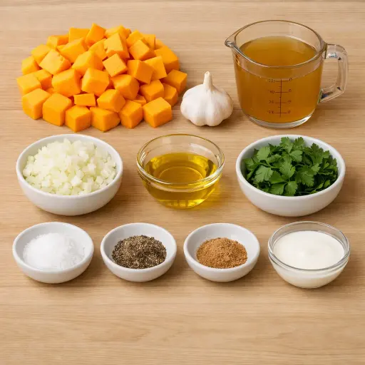 Ingredients for Roasted Garlic and Butternut Squash Soup