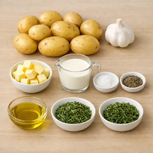 Ingredients for Roasted Garlic and Herb Mashed Potatoes