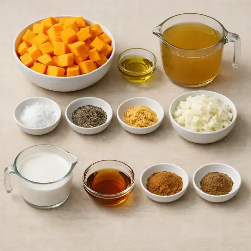 Ingredients for Roasted Ginger Butternut Squash Soup