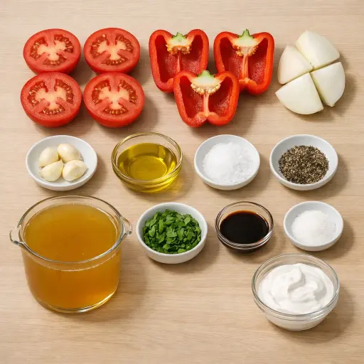 Ingredients for Roasted Red Pepper & Tomato Basil Soup