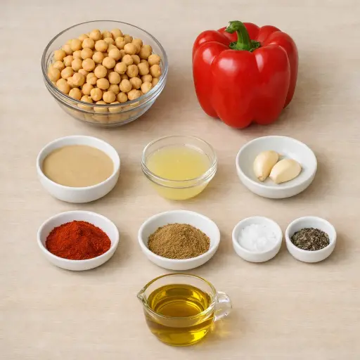 Ingredients for Roasted Red Pepper Hummus
