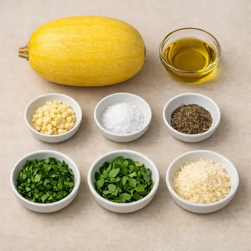 Ingredients for Roasted Spaghetti Squash with Garlic and Herbs