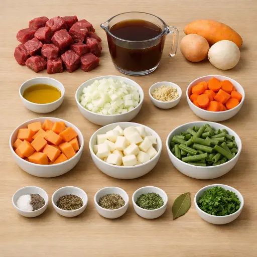 Ingredients for Root Vegetable Beef Soup with Herbs