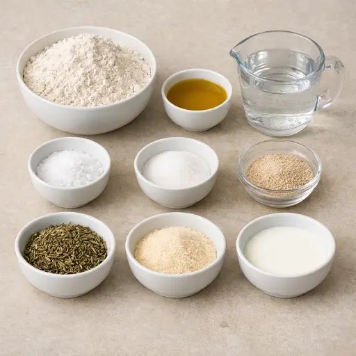 Ingredients for Rosemary Garlic Bread Machine Bread