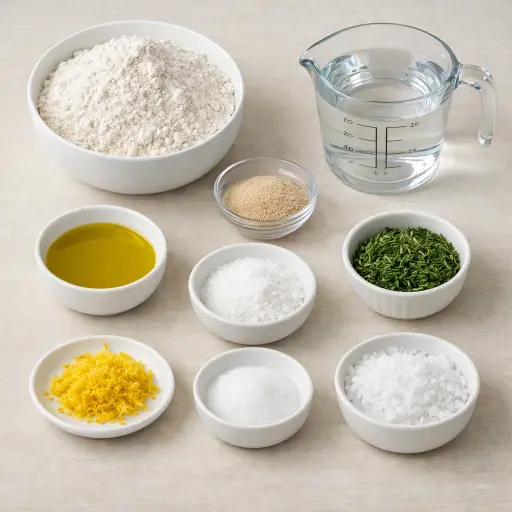Ingredients for Rosemary Lemon Zest Focaccia