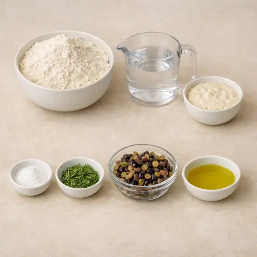 Ingredients for Rosemary Olive Sourdough Bread