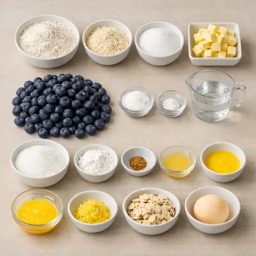 Ingredients for Rustic Almond Blueberry Pie