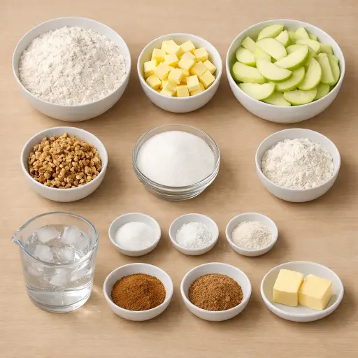 Ingredients for Rustic Apple Walnut Pie