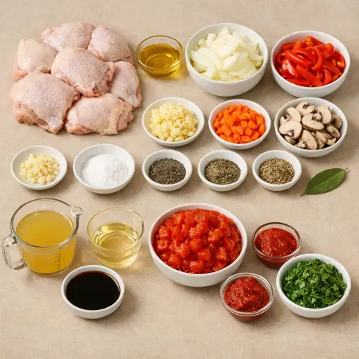 Ingredients for Rustic Autumn Chicken Cacciatore