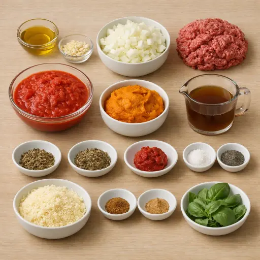 Ingredients for Rustic Autumn Spaghetti Sauce