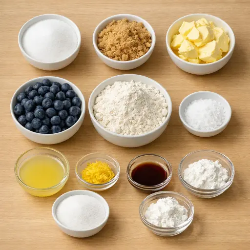 Ingredients for Rustic Blueberry Pie Bars