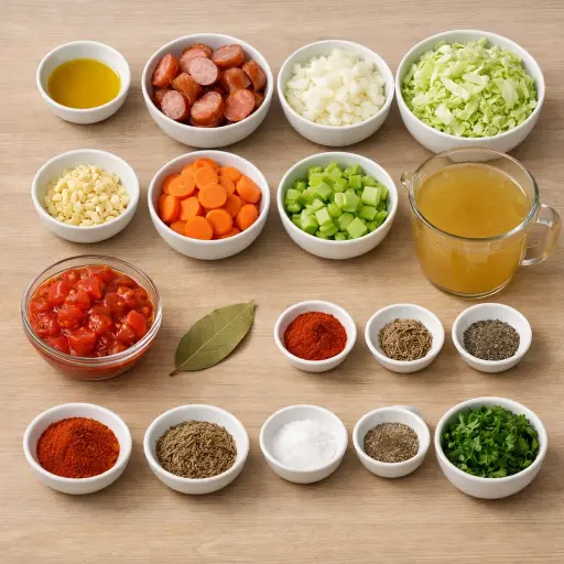 Ingredients for Rustic Cabbage and Smoked Sausage Soup