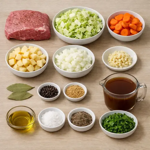 Ingredients for Rustic Corned Beef and Cabbage Stew