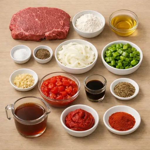 Ingredients for Rustic Country-Style Beef Steak