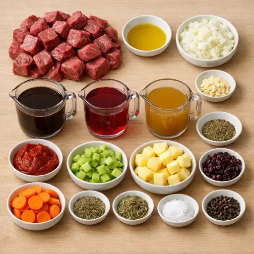 Ingredients for Rustic Cranberry-Apple Beef Stew