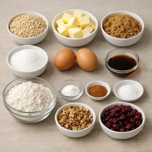 Ingredients for Rustic Cranberry Oatmeal Cookies