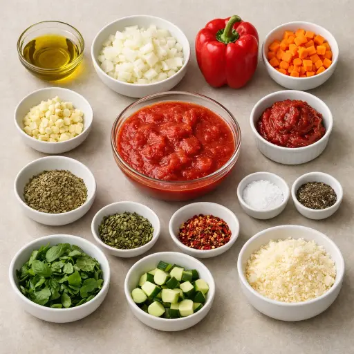 Ingredients for Rustic Garden Spaghetti Sauce