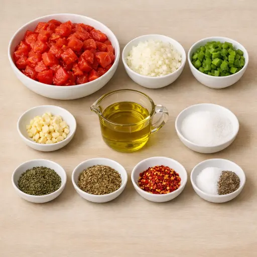 Ingredients for Rustic Garden Stewed Tomatoes