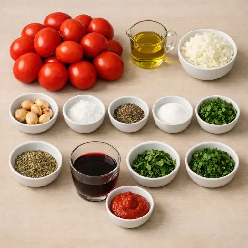 Ingredients for Rustic Garlic-Infused Tomato Sauce