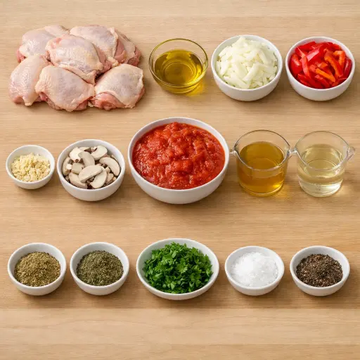 Ingredients for Rustic Herb Chicken Cacciatore