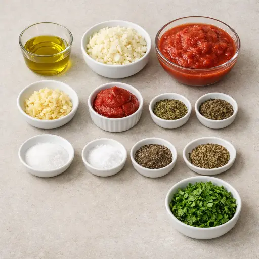 Ingredients for Rustic Herb-Infused Spaghetti Sauce