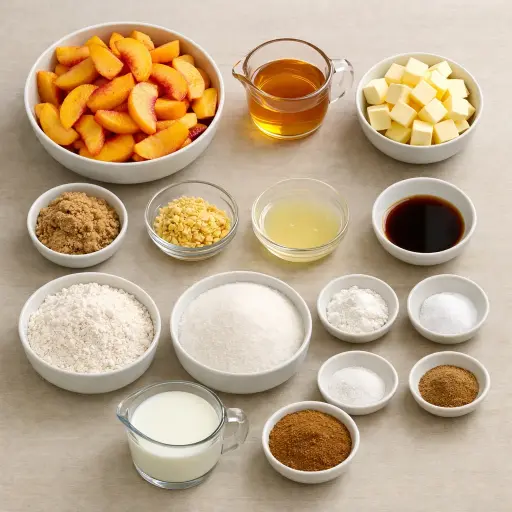 Ingredients for Rustic Honey Ginger Peach Cobbler