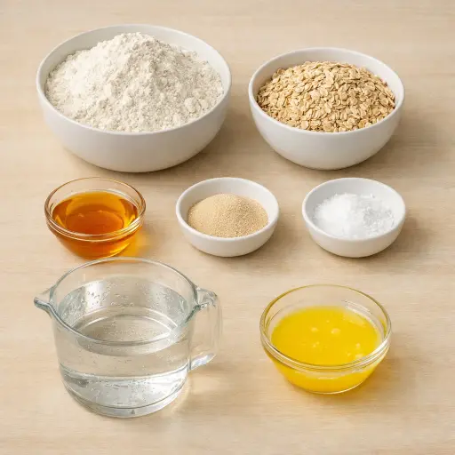 Ingredients for Rustic Honey Oat White Bread