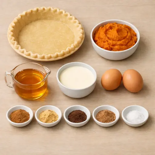 Ingredients for Rustic Honey-Spiced Pumpkin Pie