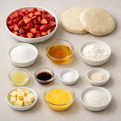 Ingredients for Rustic Honey Strawberry Pie
