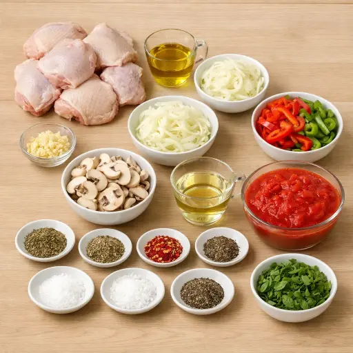 Ingredients for Rustic Italian Chicken Cacciatore