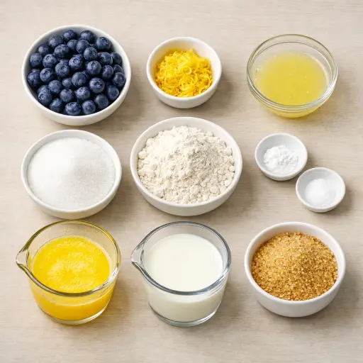 Ingredients for Rustic Lemon-Blueberry Cobbler