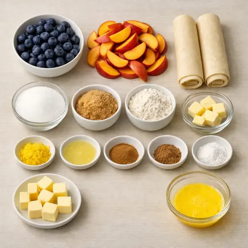 Ingredients for Rustic Lemon Blueberry Nectarine Pie