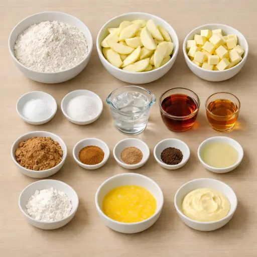Ingredients for Rustic Maple Bourbon Apple Pie