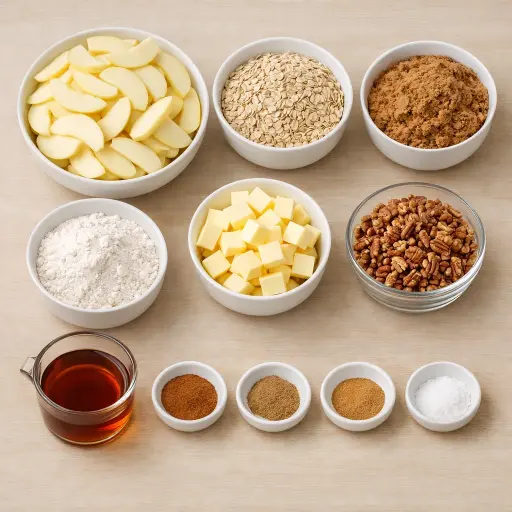 Ingredients for Rustic Maple Pecan Apple Crisp