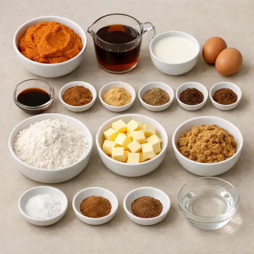Ingredients for Rustic Maple Pumpkin Pie