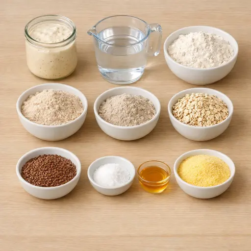 Ingredients for Rustic Multigrain Sourdough