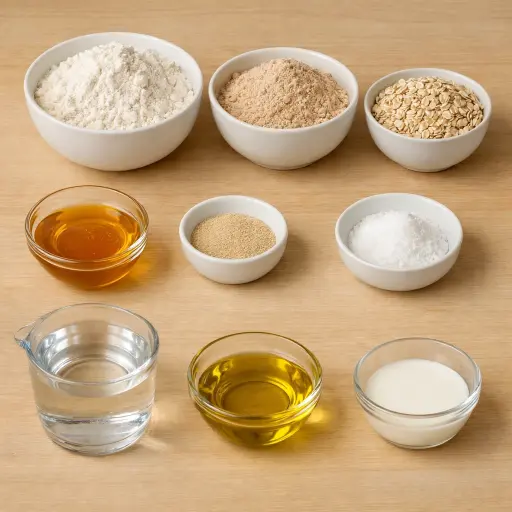 Ingredients for Rustic Oatmeal Honey Bread
